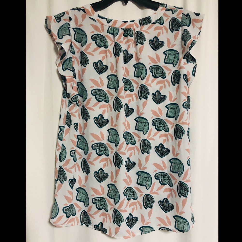 LOFT Ruffle Sleeve V-neck Top - Picture 2 of 2